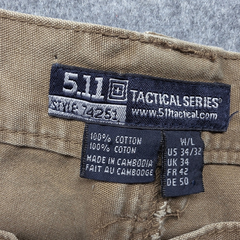 5.11 Tactical Series Men's Cargo Pants 34x32 Coyote Tan Cotton Canvas 74251